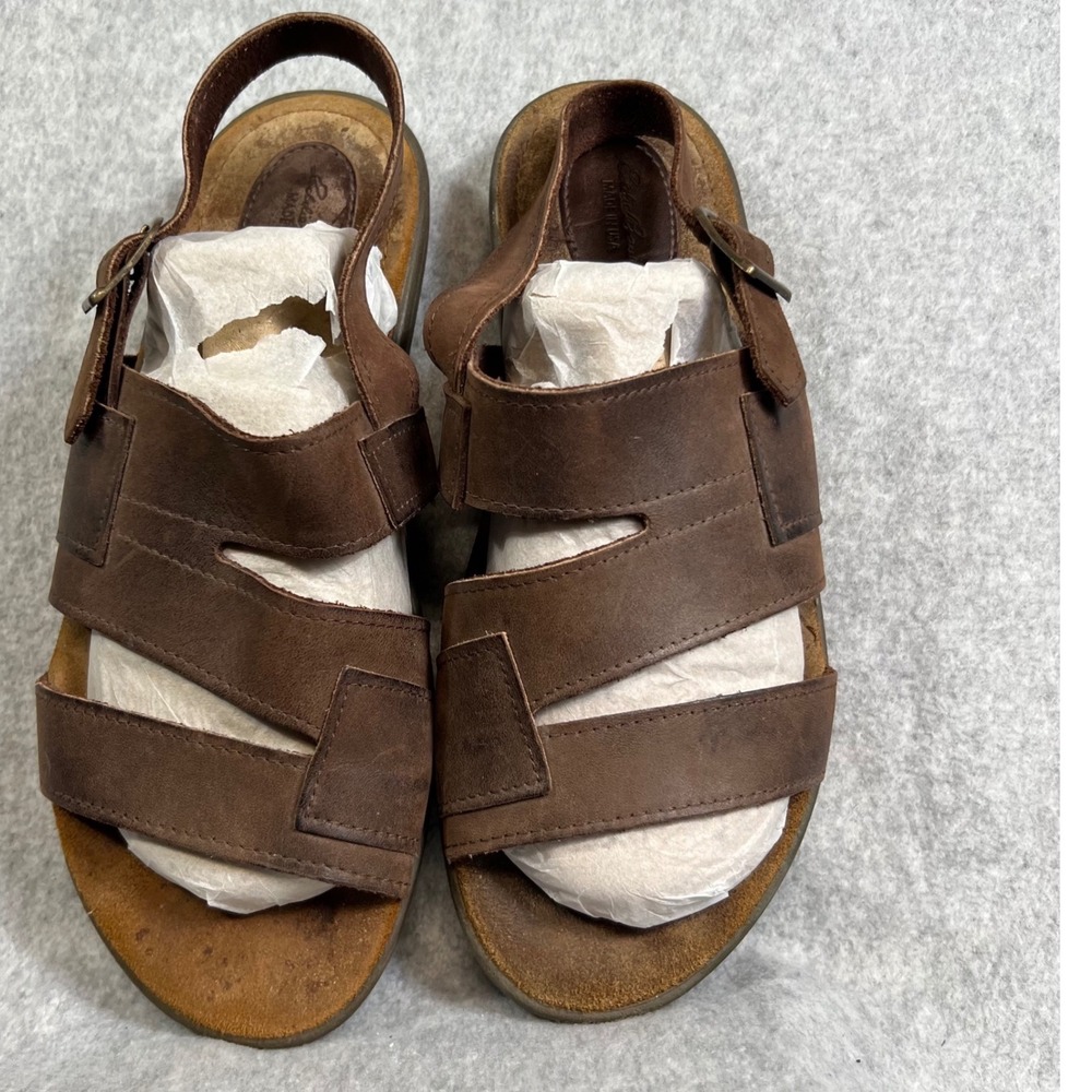 Eddie Bauer Brown Leather Sandals USA Buckle 9 M‎ 8293 1882 Women Vintage
